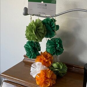 Celebrate It Festive Green and Orange Pom-Pom Garland